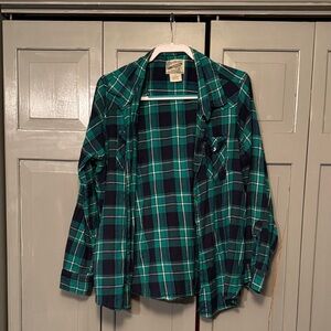 Plaid Button Down Shirt - Green and Black